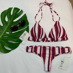 NWT B. Swim Stripe Pushup Bikini Top Brazilian Bottom [ 2 Piece Set] Summer SEXY